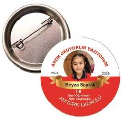 OKUYORUM YAZIYORUM RESİMLİ BUTON ROZET